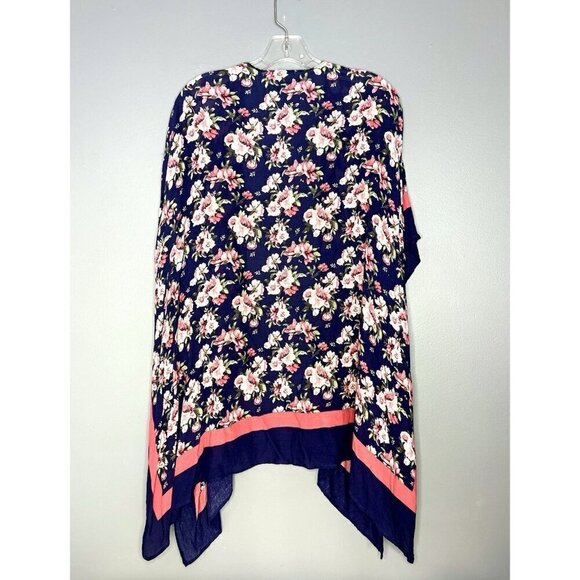 Mario Serrani Open Front Kimono Cardigan One Size Lagenlook Floral Boho Festival - Picture 2 of 10